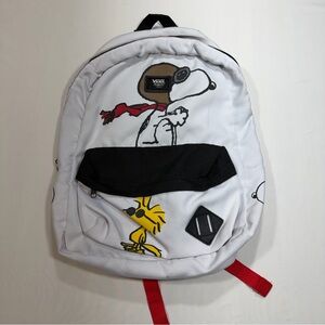 Vans White Backpack with Snoopy & Woodstock Graphics